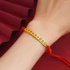 Berlockarmband Mahjong Armband Flätad vänskap Justerbar Röd Lucky Cord Herr