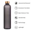 1L matowa plastikowa butelka na wodę ze znacznikiem czasu 32 OZ motywacyjny wielokrotnego użytku Fitness sport na świeżym powietrzu kubki podróżne kubki szczelny bez BPA JY04