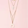 Pendentif Colliers Gothique Coin Choker Plume Lune Collier En Couches Pour Femmes Or Couleur Collier Femme Bohème Bijoux