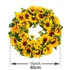 Fleurs décoratives 40 cm Tournesol Artificiel Guirlande Guirlande Rotin Fête De Mariage Faux Fleur Porte Balcon Décoration D'été Ferme