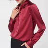 Bluzki damskie 19mm prawdziwy jedwab długie rękawy koszule damskie czysty naturalny Charmeuse chińskie bluzki wysokiej jakości elegancka błyszcząca bluzka damska