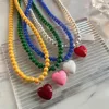 Pendant Necklaces 2023 Trend Vintage Resin Acrylic Pink Love Heart Green Beaded Necklace For Women Aesthetic Jewelry Fashion Neck