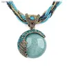 Bohemian Statement Beaded Vintage Jewelry Turquoise Rhinestone Vintage natural stone Necklace for Women Pendent Collar Necklace L230704