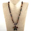 Pendant Necklaces MOODPC Fashion Bohemian Tribal Jewelry Stripe Natural Stone Long Knotted Flower D