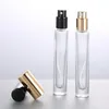 10ml Transparant Vierkant Rond Glas Spray Parfumflesje Hervulbare Lege Fles Dikke Bodem Zilver Zwart Goud Cap F2929 Rqnar