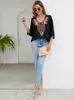 Blusas de mujer KHALEE YOSE Blusa con bordado floral Camisa Bohemia Vintage Verano Negro Mujeres mexicanas Damas 2xl 3XL Tops étnicos