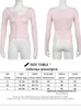 T-shirt con scollo a barchetta dolce T-shirt a maniche lunghe rosa Kawaii Primavera Casual Y2K Top estetici coreani Vestiti carini 2023