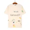 Herr T-shirts GAL LAVIN Herr Designer T-shirt Casual Man Dam T-shirts handmålade bläck stänk graffiti bokstäver lösa kortärmade kläder med rund hals J230704