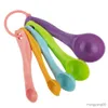 Measuring Tools 5Pcs/ Set Lovely Colorful Plastic Measuring Cups Spoon Kitchen Tool Kid Spoon Measuring Set Tool For Baking Coffee Tea R230704