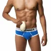 Calzoncillos de marca para hombre, ropa interior, calzoncillos Sexy Gay, pantalones cortos, bolsa para pene, realce de bulto, parte delantera trasera, copa de realce extraíble doble