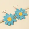 Flower Plant Earrings for Women Boho Drop Handmade Woven Straw Wicker Earrings Piendientes Mujer 2023 Femme Bijoux