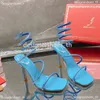 Rene Caovilla Margot Sandali in pelle scamosciata impreziositi Snake Strass Tacchi a spillo Donna con tacco alto Designer di lusso Scarpe da sera avvolgenti alla caviglia