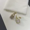 Ins Moda Kilit Tasarımcıları Stud Küpe Elmas 18K Altın Kaplama Kadınlar Çabuklar Kızlar İçin Lüks Küpe Düğün Düğün Noel Takı Hediyesi