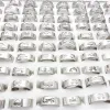 En gros 100 PCs Lot Hommes Femmes En Acier Inoxydable Bande Anneaux Laser Cut Patterns Poli Bijoux De Mode Anneau Party Favor