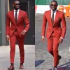 Abiti da uomo rosso scuro Abiti da sposo Groomsmen slim fit per uomo Abito da ballo formale con risvolto a due pezzi