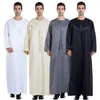 Vêtements ethniques Abaya homme musulman mode arabe hommes vêtements 2022 couleur unie décontracté col montant imprimer Robe modeste Robe islamique M309b