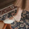 Women 151 Sandals Slippers Fashion Pearl Strange Mid Heels Ladies Wedding Shoes Woman Mules Plus Size