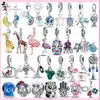 For pandora charm 925 silver beads charms Pink Flamingo Charm Skull Bead Owl Cat Panda Giraffe
