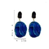 Dangle Earrings S925 Silver Needle Vintage Blue Ocean Resin Exaggerated Geometry Drop Irregular Round For Female Party Gifts