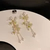 Brincos pendurados Strass Pérola Cristal Azul Sino Orquídea Borla Gancho de Orelha Para Mulheres Flor Pastoral Design Meninas Jóias