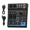 Mixer 4 Channel Mini Usb Mixer Sound Card Audio Noise Reduction Console Computer Recording Singing with Bluetooth 48v Phantom Power