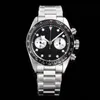 Hochwertige Herrenuhr, Designeruhr, hochwertiges automatisches mechanisches Uhrwerk 7750, Design mit zwei kleinen Zeigern, schwarz-weißes Zifferblatt aus Edelstahl, 41 mm