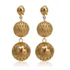 Necklace Earrings Set And For Women Circle Ball Stitching Dubai 24k Plated Gold Pendant Party Gift Accessories