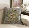 European Luxury Cushion Decorative Pillow Linen Blue Red Flowers Sofa Decorative Cushion Cover Pillowcase 45x45 Throw Home Decor Pillowcover YLW-001