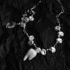 Nytt mode Punk Rock Oregelbunden tand hänge Halsband Smycken Vintage Goth Pearl Chains Halsband för kvinnor Fest Nattklubb L230704