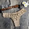 Women's Swimwear Women Unique Sexy Handmade Crochet Swimwear Bikini Bottom Hollowout Low Waist Bathing Suit Triangle Briefs Swim knicker J230704