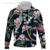 Erkek Hoodies Çiçek Kuş ve Bitki İllüstrasyon 3D Baskı Fermuarı Hoodie Erkekler Kadın Moda Kırış Kazak Büyük Boy Hoodies HKD230704