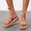 Sandals 2023 Women Gladiator Cross Tie Ladies Casual Open Toe Shoes Female Thick Bottom Platform Comfortable Flat Big Size