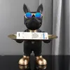 Decoratieve Objecten Beeldjes Metalen Dienblad Hond Standbeeld Decoratie Dier Beeldje Woonaccessoires Hars Sculptuur Ornamenten Woonkamer Slaapkamer Decor 230703