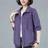 Women's Jackets Fashion Short Jacket Women Spring Autumn Corduroy Solid Color Coat Long Sleeve Mom Outerwear Loose Ladies Iops L-6XL G2648