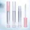 Tubos de batom vazios de 6,8 ml Tubos de brilho labial transparente Recipiente de frascos transparentes com tampa branca rosa