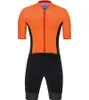 Racing Sets Zwart Oranje Pro Triathlon Suit Wielertrui Korte mouw Bike Weath Running Skin Speedsuit Zwemkleding