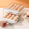Lodówka Organizator jajek Organizator jajek do lodówki 2-warstwowy typ szuflady do układania w stosunku do przechowywania przezroczysty plastikowy uchwyt na jajka