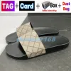 With Box Designer Slippers Men Women Slides Dust Bag Card Shoes Black Floral Strawberry Print Web Rubber Slide Canvas Green Flow Yg 3089