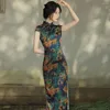 Vêtements ethniques femmes été Cheongsam rétro Style chinois Vintage robe trapèze mince élégant Qipao fête orientale S à XXL