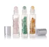 10 ml Jade-Flasche mit gerollten Perlen, gebrochener Stein, Walk-Perlenflasche, Naturkristall-High-End-Kosmetikflasche. Viele Stile unterstützen die Unterstützung eines benutzerdefinierten Logos