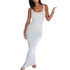 Casual Dresses Elegant Solid Color Backless Bodycon For Women - Y2K Vintage U Neck Slim Fit Long Dress With E-Girl Streetwear Vibes