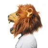 Halloween Props Adult Angry Lion Head Masks Animal Full Latex Masquerade Birthday Party Face Mask Fancy Dress L230704