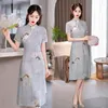 Vêtements ethniques Moderne Jeune Doux Amélioré Qipao Midi Robe Traditionnelle Chinoise Style De Mode À Manches Courtes Cheongsam