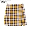 Rokken Vrouwen Plaid Een Lijn Rok Zomer Geplooide Split Casual Mini Terug Rits Bodycon Vrouwelijke Hoge Taille Bodems Faldas mujer Z230704