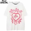 Mannen T-shirts Streetwear Harajuku Oversized T-shirt Hip Hop Bloem Hart Bedrukte T-shirt Mannen Zomer Korte Mouw T-shirt Katoen losse Tops 220516 Z230704