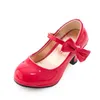 Sneakers principessa in pelle scarpe da ballo ragazze festa arco lucido tinta unita colore rosso tacco alto moda per bambini 230703