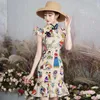 Vêtements ethniques Myvision robe traditionnelle chinoise femmes sans manches Vestidos rétro Cheongsam Sexy Floral Oriental Mini Satin