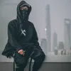 Męskie bluzy z kapturem Emo męska japońska bluza Oversize z kapturem koreański płaszcz Y2K czarny gotycka odzież wierzchnia Streetwear Techwear płaszcz topy ubrania HKD230704