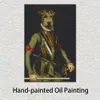 Handmade Canvas Art Dog Painting Sir Francis Classical Animal Portrait Artwork for Wall Decor