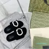 Lyx damer platt tofflor Ull Damer Klassiska sandaler Plysch Grön Vit Casual Slitstark Sandal Mode Varm Damtofflor Storlek 34-4